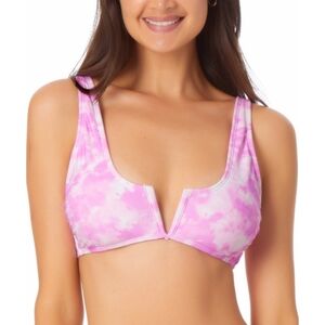 California Waves Ladies V-Wire Tie-Dye Bikini Swim Top in Pink
